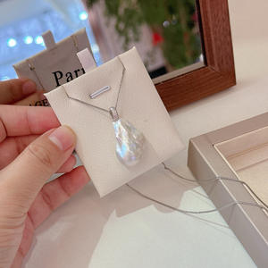 Collier pendentif en argent pur S925 avec perle baroque blanche d'eau douce naturelle, micro-incrustation de zircon scintillant - Product Image 4