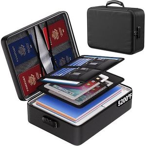 8 Layers <b>File</b> Organizer 5200 Degrees F Fireproof Document Bag Portable Home Office Lock Upgraded Heat Insulated <b>Box</b> - Product Image 1