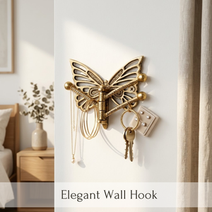 Handcrafted Brass Butterfly Wall Hook Cloth Hanger Decorative Key Holder for Bedroom Bathroom Entryway Decor Home Organizer Rack - Product Image 2