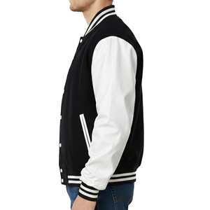 Chaqueta Varsity Personalizada al por Mayor para Hombre, Chaqueta Letterman de Lana con Mangas de Cuero, Chaqueta Bomber de Béisbol con Logotipo Bordado, OEM - Product Image 3