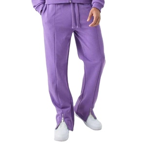 Nouveaux survêtements à fermeture éclair surdimensionnés 100% coton français éponge vêtements fabrication hommes goutte épaule fermeture éclair survêtements flare pantalon - Product Image 4