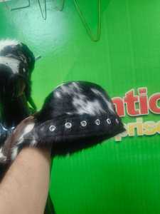 Chapeau bandana en cuir et fourrure style punk avec rivets décoratifs, sangle réglable, unisexe adulte, motif animal - Product Image 3