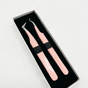 Pince à cils en acier inoxydable à pointe en fibre, noire et or, 75-90 degrés, emballage en boîte, isolation, pointe diamant pour extension de cils - Product Image 6