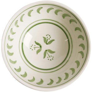 Handcrafted Ceramic Serving Bowl with <b>Green</b> Stripe Detailing Deep Glazed Finish for Modern Kitchen Table Styling - Product Image 3