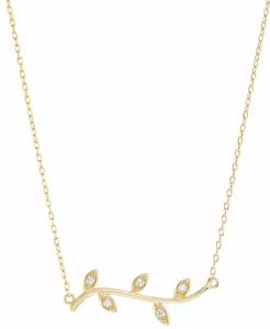 Collar con Colgante de Circonita Cúbica en Plata de Ley Chapada en Oro de 14k, 16 Pulgadas + Extensor de 3 Pulgadas |   Macy's - Product Image 1