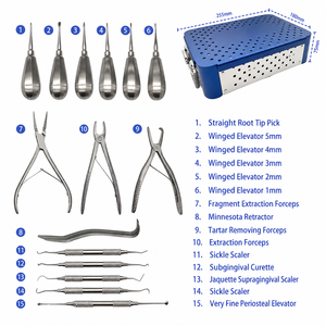 Juego de Instrumentos de Extracción Dental Veterinaria de 15 Piezas, Kit de Cirugía Oral para Animales Pequeños, Acero Inoxidable con Caja de Esterilización - Product Image 1