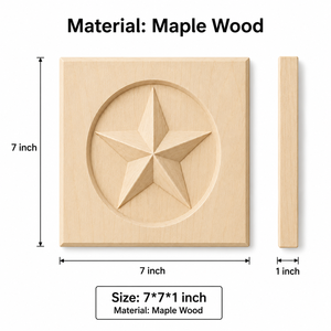 Applique en bois massif de caoutchouc, motif étoile, sculptée, pour armoires de cuisine, ornement décoratif en bois massif - Product Image 2