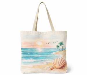 Sac fourre-tout en toile robuste à motif plage COTTON VOYAGE avec poignée d'épaule, logo personnalisable, sac de plage OEM - Product Image 5