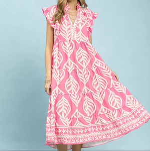 ชุดเดรสแม็กซี่พิมพ์ลายใบไม้พร้อมกระเป๋าจาก Umgee - Product Image 1