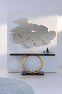 Classic Design Eco-Friendly Durable <b>Console</b> <b>Table</b> Bronze Paatina Brass Details Glass Top Contemporary <b>Storage</b> Mango Wood Hallway - Product Image 6