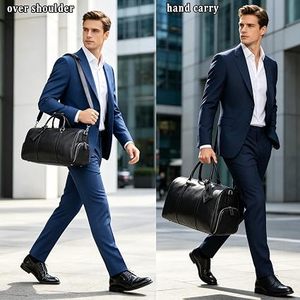 Genuine Full Grain Leather <b>Weekender</b> Duffle <b>Bag</b> <b>With</b> <b>Shoe</b> <b>Compartment</b> Travel Carry On - Product Image 5