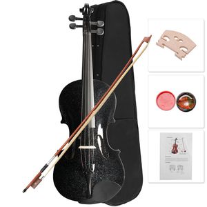 Nuovo Set Violino Acustico 4/4 Fatto a Mano con Arco in Resina Nera per Studenti e Violinisti Elettrici, Archi in Fibra di Carbonio e Legno Inclusi - Product Image 2