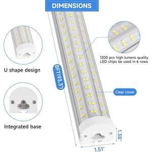 Lampada LED Integrata a Forma di U da 8 Piedi, 125W, Luce Bianca Chiara 6500K, 20000LM, Plafoniera a Sospensione Collegabile 6500K - Product Image 4