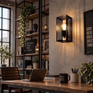 Industrial Veyron Matte Black Metal Cage Wall Sconce LED Slatted Rectangle Box Wall Light Fixture 3-Year Warranty Hardwired for - Product Image 4