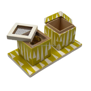 Juego de quemador de incienso Bakhoor con incrustaciones de perlas, caja y quemador Mubkhar, hecho a mano - Product Image 4