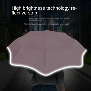 Three-fold Hand-open Safety Rounded Umbrella Reflective <b>Edging</b> Dual-use Black <b>Rubber</b> Sunscreen Printing Factory Spot Wholesale - Product Image 2