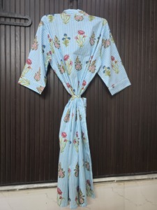 Bata de algodón con estampado floral para mujer, bata informal de manga larga y longitud completa para verano, estilo kimono ligero - Product Image 4