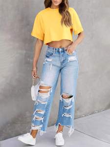 T-shirts pour femmes en gros, personnalisés, en coton respirant, tissu jersey, printemps-été, décontractés, coupe ajustée, manches courtes, unis - Product Image 2