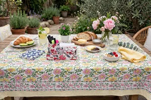 Nappe carrée en coton 100% de haute qualité, écologique, à imprimé floral bohème, faite à la main, avec logo personnalisé, lavable, pour usage domestique, motif montagne - Product Image 5