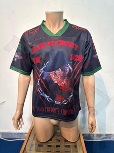 Camiseta de Fútbol con Cuello en V Sublimada de Freddy Krueger de Elm Street, Unisex, Transpirable, de Malla, Manga Corta, Ecológica, de Secado Rápido, para Toda Temporada - Product Image 1