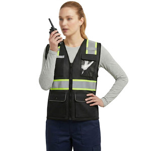 Chaleco de seguridad para mujer, multifuncional, de alta calidad, color neón, con cremallera, cinta reflectante, chaleco de trabajo con logotipo de diseño personalizado - Product Image 3