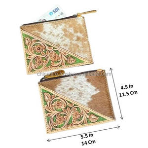 Nuevo monedero de cuero mecanizado a mano para mujer, monedero, tarjetero, cremallera, carteras portátiles cortas de cuero de vaca genuino - Product Image 2