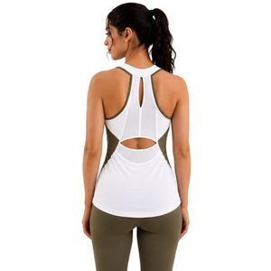 Débardeur de sport blanc pour femme, sans manches, pour yoga, fitness, entraînement, course à pied, gym, vêtements de sport, séchage rapide, logo personnalisé - Product Image 2