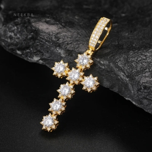 จี้รูปดาวประดับมอยส์ซาไนต์เงินแท้ 925  จี้รูปกางเขนประดับเพชรเต็มชิ้น  เครื่องประดับศรัทธาคริสเตียน ของขวัญสำหรับเขา/เธอ - Product Image 4