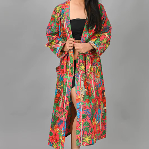 ชุดคลุมอาบน้ำผู้หญิงแบบเซ็กซี่สำหรับฤดูร้อน ผ้าฝ้าย ชุดนอนยาว ชุดคลุมเจ้าสาว ชุดนอนกิโมโน แห้งเร็ว เนื้อผ้านุ่ม - Product Image 2