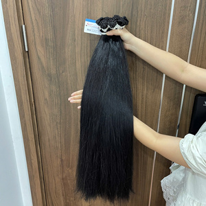 Extensiones de Cabello Humano 100% Naturales, Color Negro, Liso, con Queratina, Textura Luminosa, Sin Enredos, Seguras, Listas para Enviar, Calidad Premium - Product Image 2