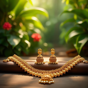 Kasumala <b>Bridal</b> Fine Jewelry Gold Plated <b>Necklace</b> <b>and</b> <b>Earring</b> <b>Set</b> for Wedding - Product Image 1