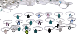 Natural Small <b>Crystal</b> Bezel Setting Brass <b>Ring</b> 925 Silver Plated Handmade Vintage Geometric Shape Gemstone <b>Ring</b> for Women - Product Image 6