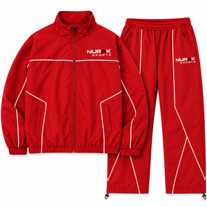 Windbreaker Tracksuit Breathable Unisex Jacket <b>Jogger</b> Sets Solid <b>Zip</b> Custom Plain High Quality 100% Nylon Lightweight 2 1 Design - Product Image 2