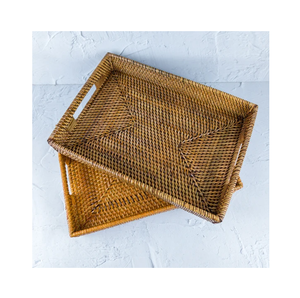 Plateau en rotin tressé naturel, 3 pièces de tailles différentes, accent décoratif personnalisé pour la cuisine, produit de qualité supérieure et très vendu - Product Image 2