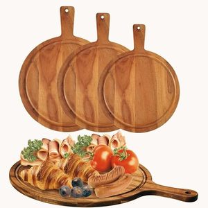 3 <b>Piece</b> Round Acacia <b>Wood</b> Cutting Board Set with Stand Wooden Serving Board Cheese Board Kitchen Chopping Board - Product Image 4