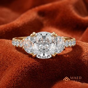 14K Yellow Gold Oval Cut Moissanite Engagement Ring Hidden Halo Luxury Bridal Jewelry USA Trending - Product Image 5
