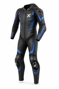 X Aerodynamic Hump One-Piece Leather Motorcycle <b>Suit</b> | Black <b>Red</b> Gray | X Logo | OEM ODM Manufacturer | Premium Design | Racing - Product Image 1
