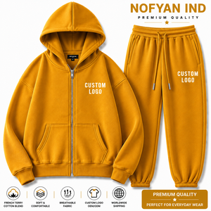 Custom French Terry Eco-Friendly Hip Hop Tracksuit Manufacturer Heavyweight Cotton Hoodie Jogger Set OEM Private Label Wholesale - Product Image 6