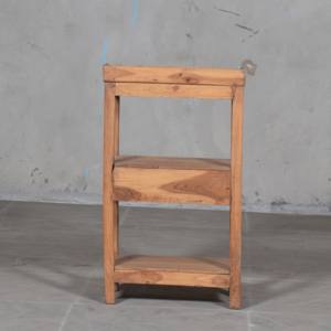 Mesa de Noche de Madera de Teca de la Mejor Colección, Mesa Auxiliar de Estilo Antiguo con Arte del Himalaya - Product Image 2