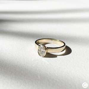 Anillo Solitario de Diamante Ovalado de 1.02 CT Cultivado en Laboratorio Signet para Mujer, Oro Sólido de 14K, Regalo de Boda o Compromiso para Enamorados - Product Image 2