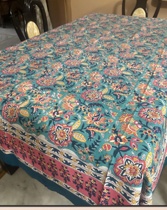 Mantel de algodón premium con estampado floral, rectangular, estilo tradicional hecho a mano, mantel de algodón para uso doméstico. - Product Image 6