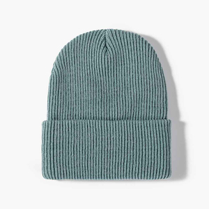 Nuevos Gorros de Invierno Cálidos de Acrílico de Alta Calidad con Logotipo Personalizado, Gorros Lisos Teñidos, Gorros de Punto con Pompón, Gorros con Borde para Hombre - Product Image 6