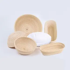 Meilleur Prix – Ensemble de paniers à pain en rotin faits à la main avec doublure – Paniers de levage ronds/ovales pour pain au levain - Product Image 6