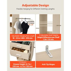 Sistema Armadio Moderno a 2 Cassetti con Organizzatori in Legno Regolabili e 5 Ripiani Estraibili - Organizzazione Guardaroba Moderna - Product Image 5