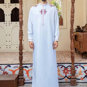 Tendance 2026 : Thobe de luxe pour hommes de Dubaï, vêtement islamique avec col brodé, fournisseur de Kandura - Product Image 2