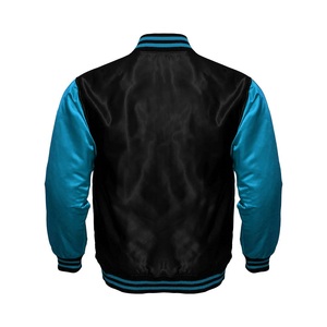 Custom Embroidered Patchwork Front Satin Varsity Jacket <b>Quilted</b> Hooded <b>Winter</b> Made in Pakistan with Canvas Fabric - Product Image 1