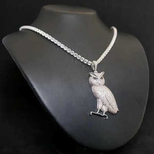 Nouveauté : Pendentif Hibou Personnalisable en Moissanite 925, Argent Sterling 925, Minimaliste, 4-5 carats, Certifié GRA, Plaqué Or Blanc - Product Image 1