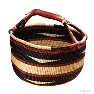 ตะกร้าหวายอเนกประสงค์สีแดงดำลายคลื่น สำหรับจัดเก็บและตกแต่ง - Product Image 1