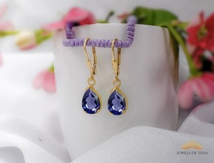 Bijoux fins, boucles d'oreilles clous en or jaune 14 carats, argent sterling 925 plaqué rhodium, zircon - Cadeau de fête - Product Image 4