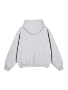 Sweat-shirt à capuche unisexe surdimensionné en polaire gris uni, respirant, en polyester, coupe décontractée, tricoté, pour l'automne - Product Image 2